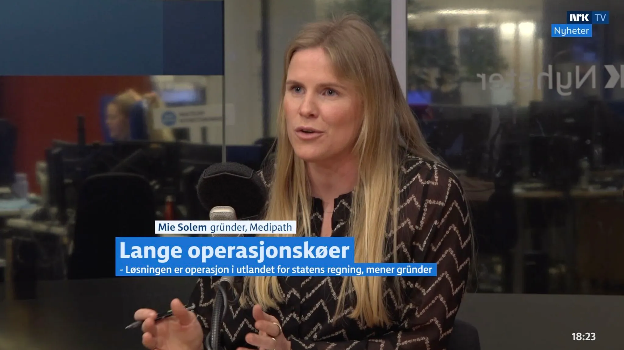 Mie Solem fra Medipath i NRKs Dagsnytt 18